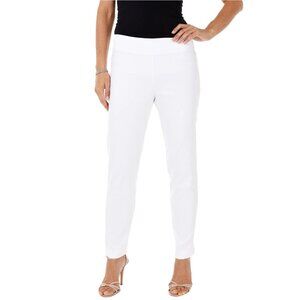 Krazy Larry Pull On Ankle Pants White Size 4 Stretch Resort Wear Travel Straight